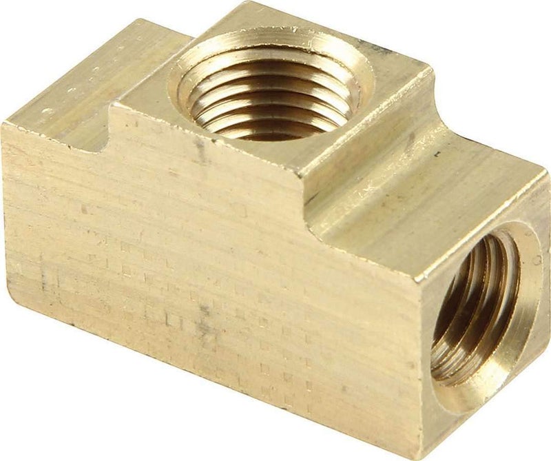 Allstar Performance Fitting, Adapter Tee, 3/8-24 in Inverted Flare x 3/8-24 in Inverted Flare x to 1/8 in NPT Female, Brass, 3/16 in Hardline, Each